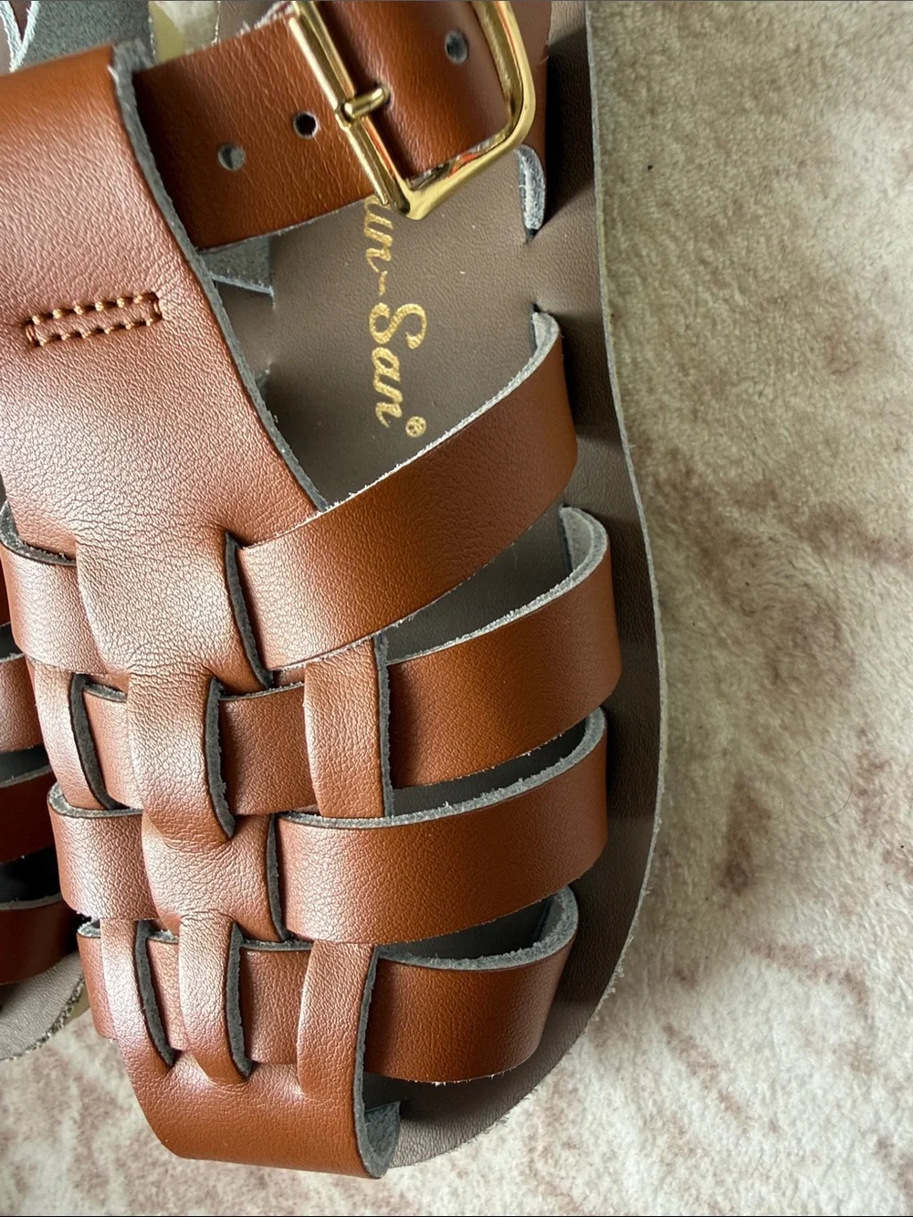 Kids Woven Fisherman Sandals in Brown - Adjustable Buckle Comfort